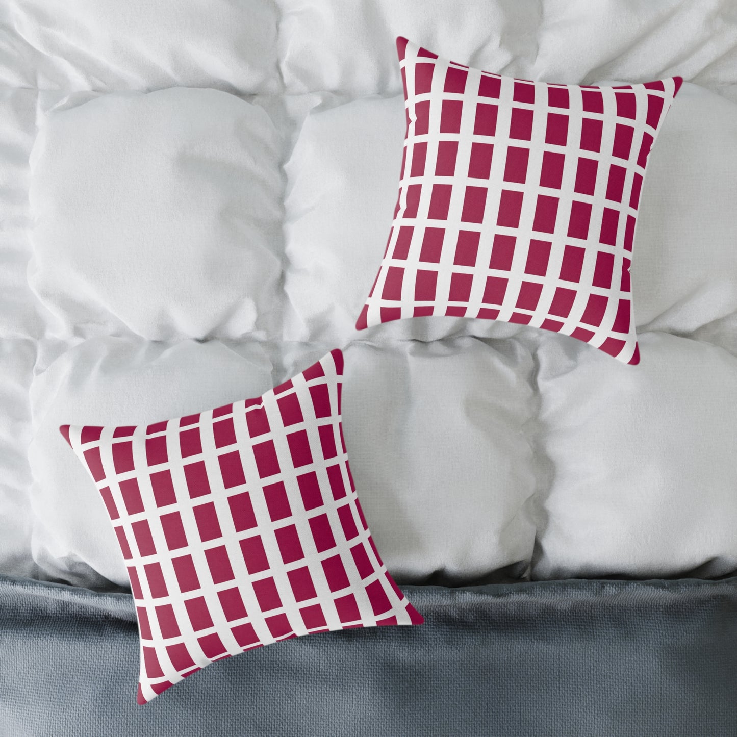 Maroon Grid Pattern Pillow | Square Throw Pillow, Modern Geometric Cushion