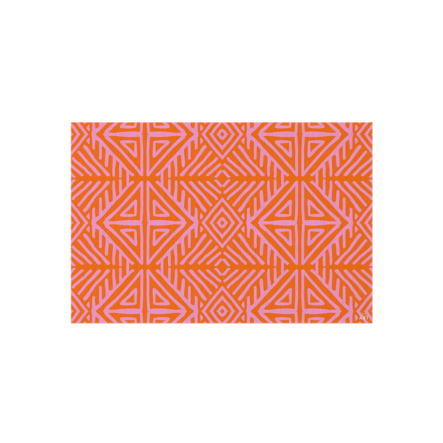 Orange and Pink Geometric Tribal Pattern Outdoor Rug | Water-Resistant Patio Mat