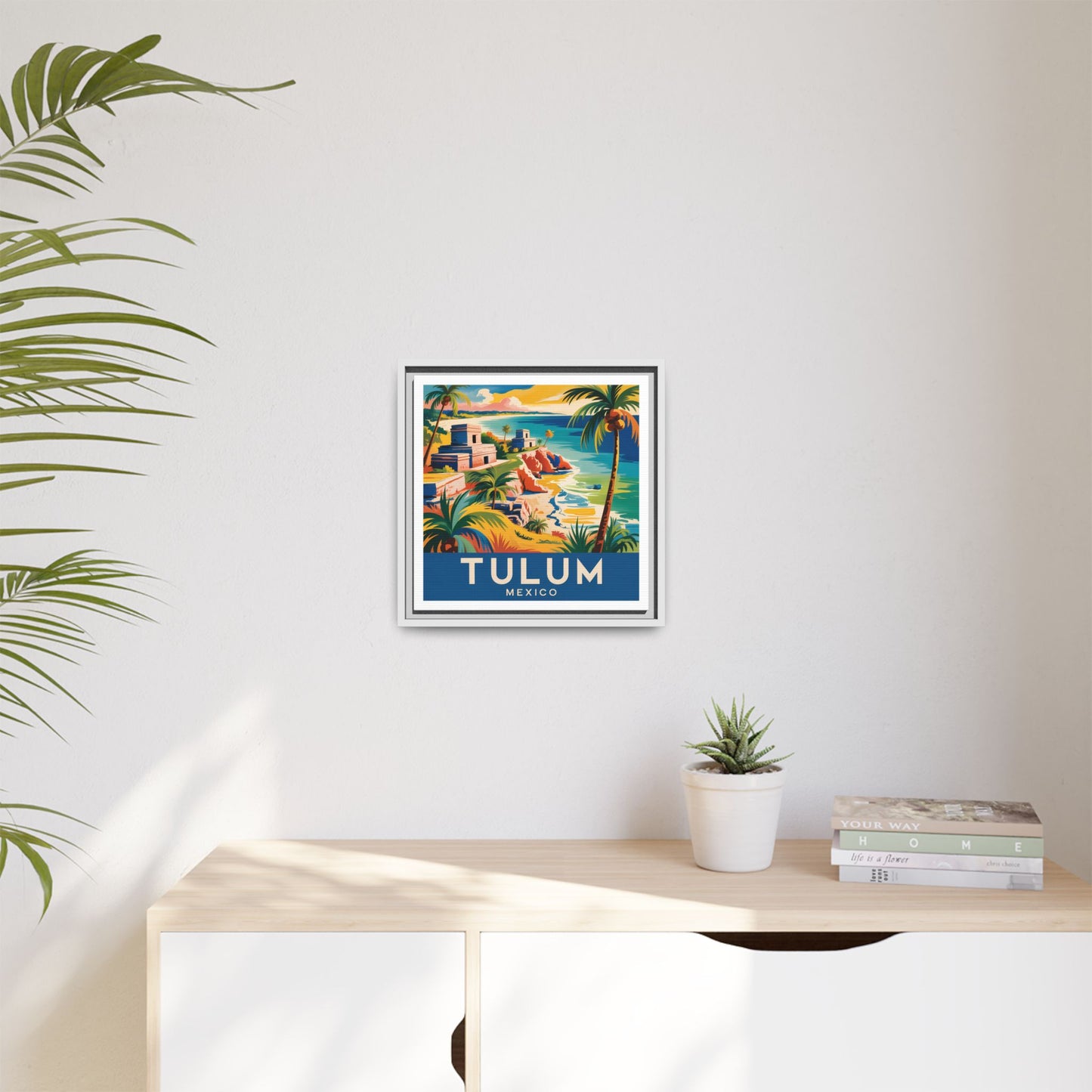 Tulum Mexico Vintage Look Framed Travel Canvas Wall Art
