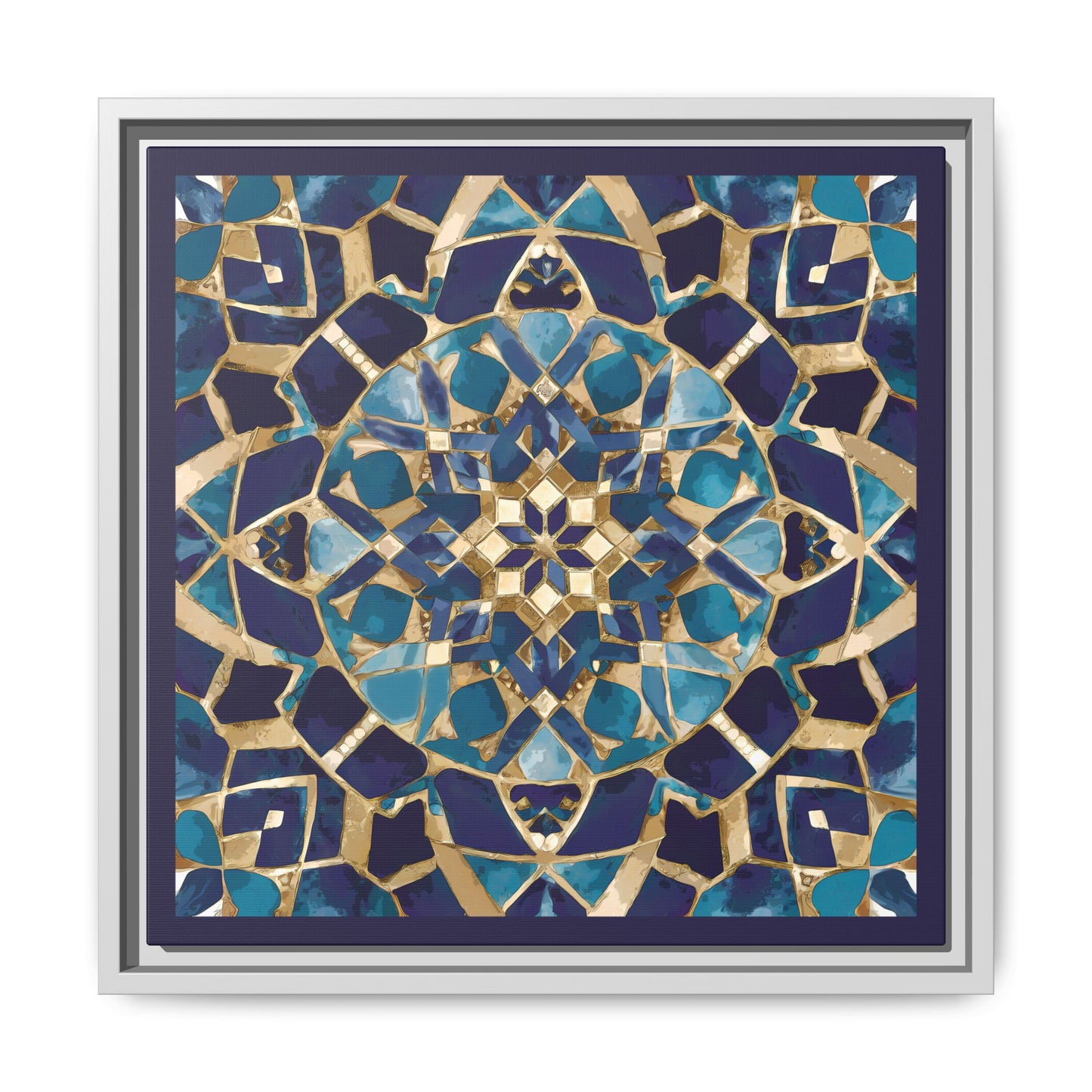 Framed Blue Moroccan Mosaic Wall Art — Matte Canvas Print