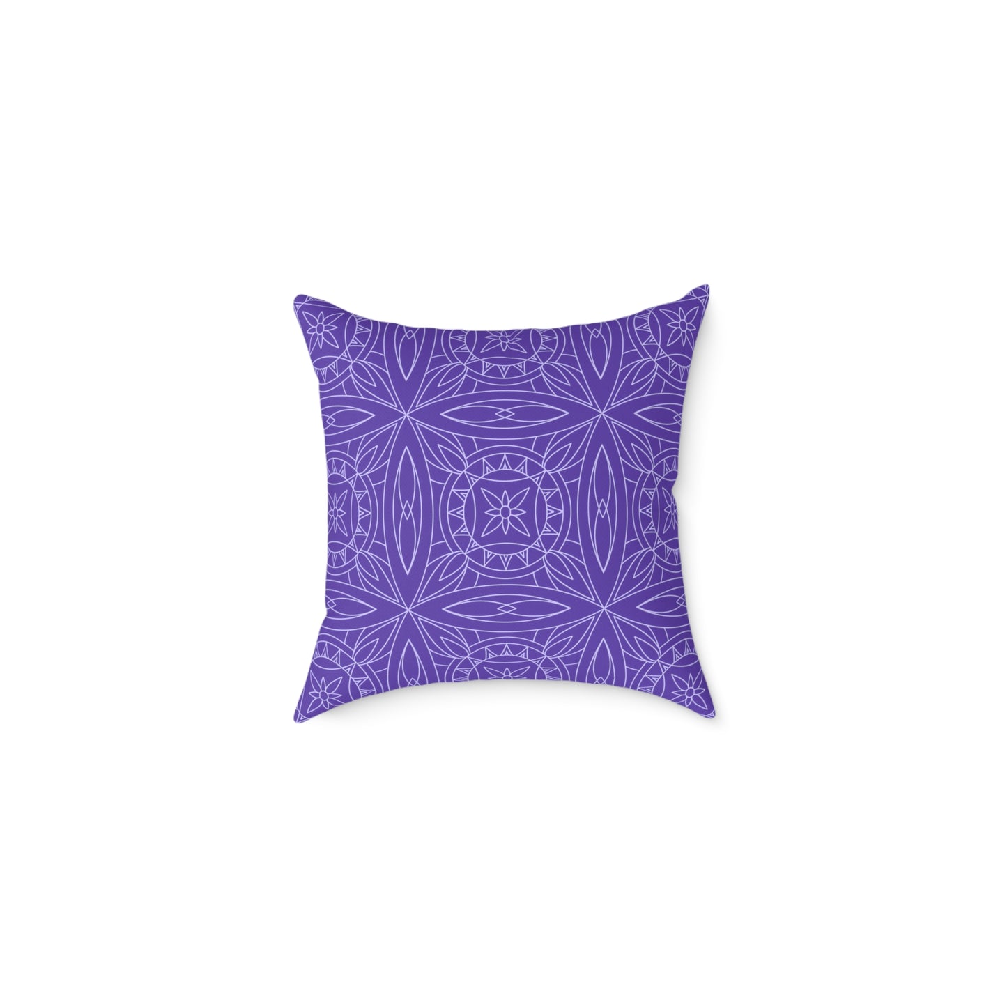 Geometric Kaleidoscope Pattern Square Pillow | Purple White Tile Decorative Pillow