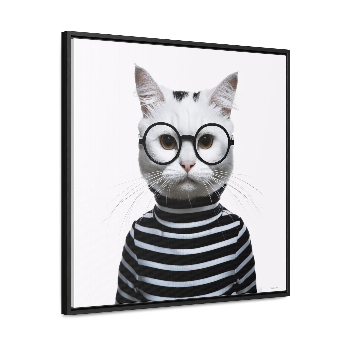 Square Canvas Wall Art, Maxwell Furrington Cool Cat Framed Animal Home Decor, Gallery Canvas Wraps, Square Frame, Wall Hanging, Living Room