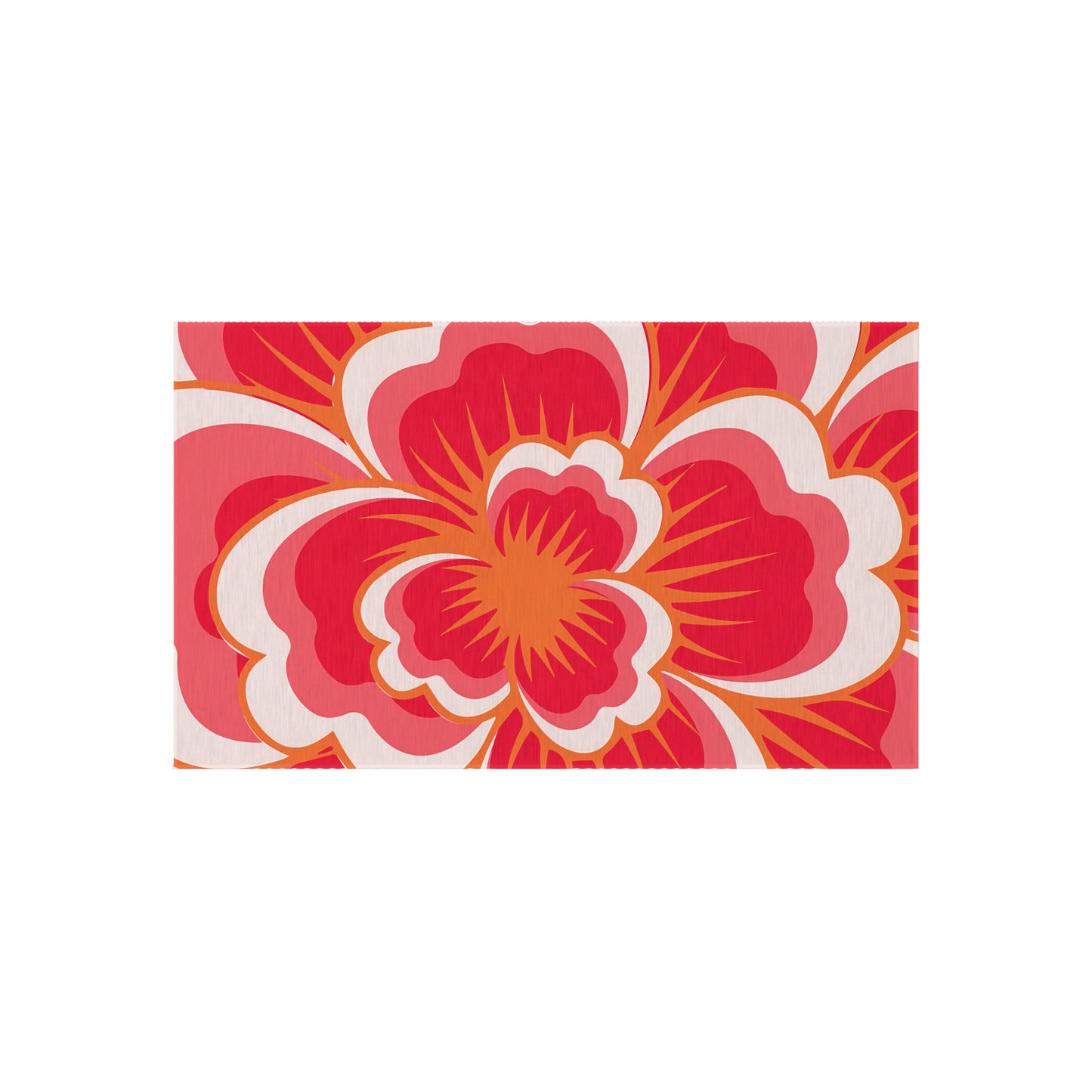 Bold Retro Floral Outdoor/Indoor Rug | Red Pink Hibiscus Pattern