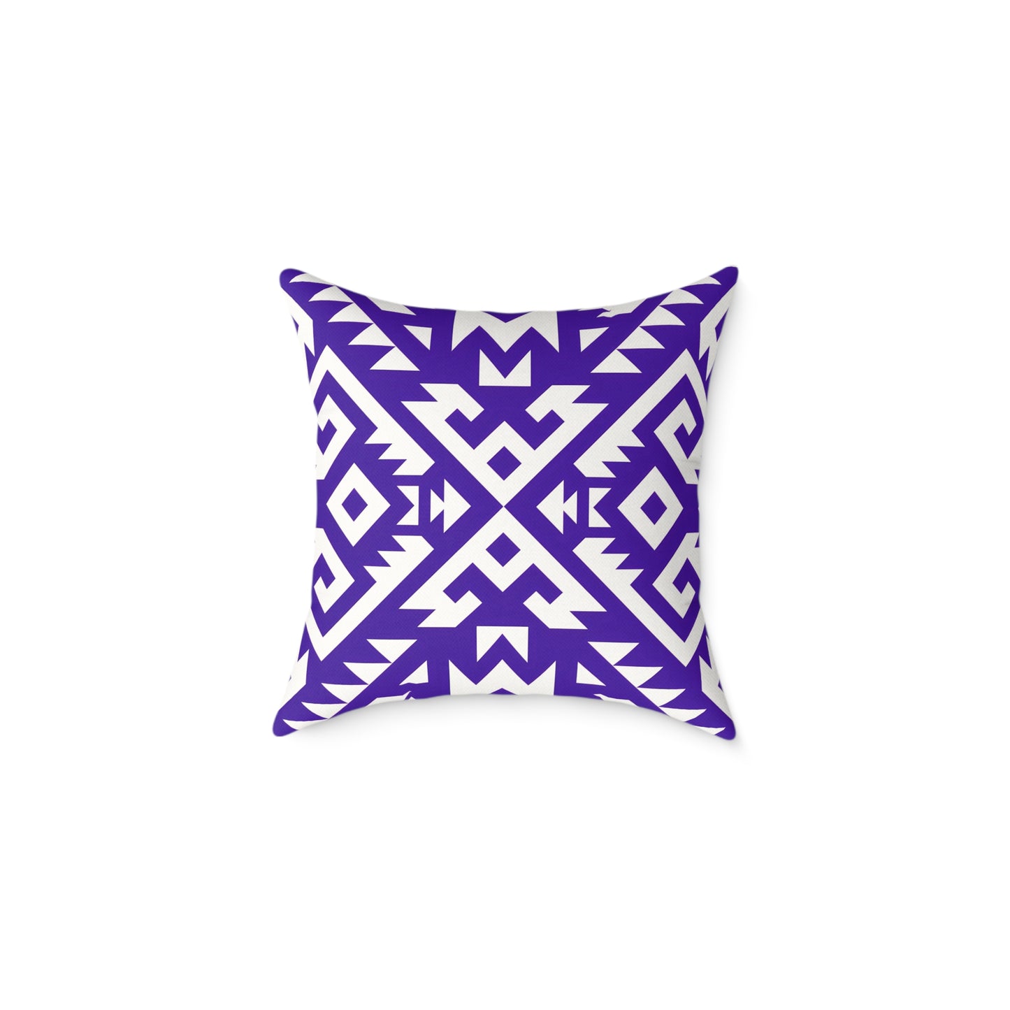 Geometric Boho Aztec Pattern Square Pillow | Purple White Tribal Throw Pillow