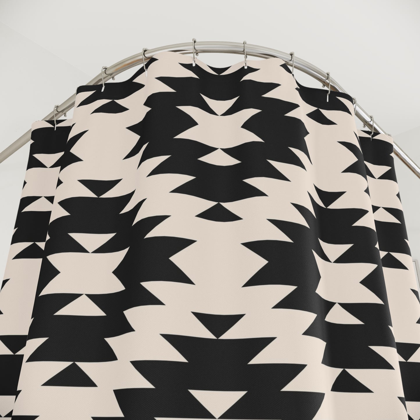 Southwestern Geometric Shower Curtain | Black Off-White Aztec Pattern