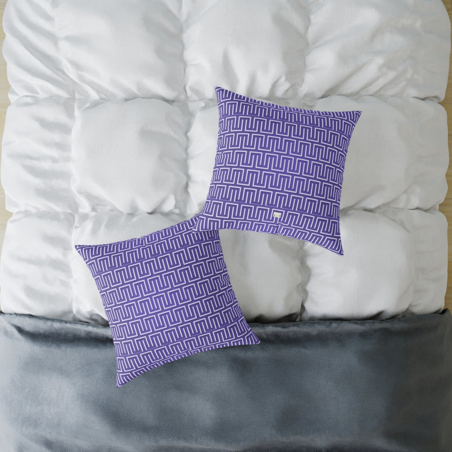 Geometric Maze Pattern Pillow | Purple Greek Key Throw Pillow