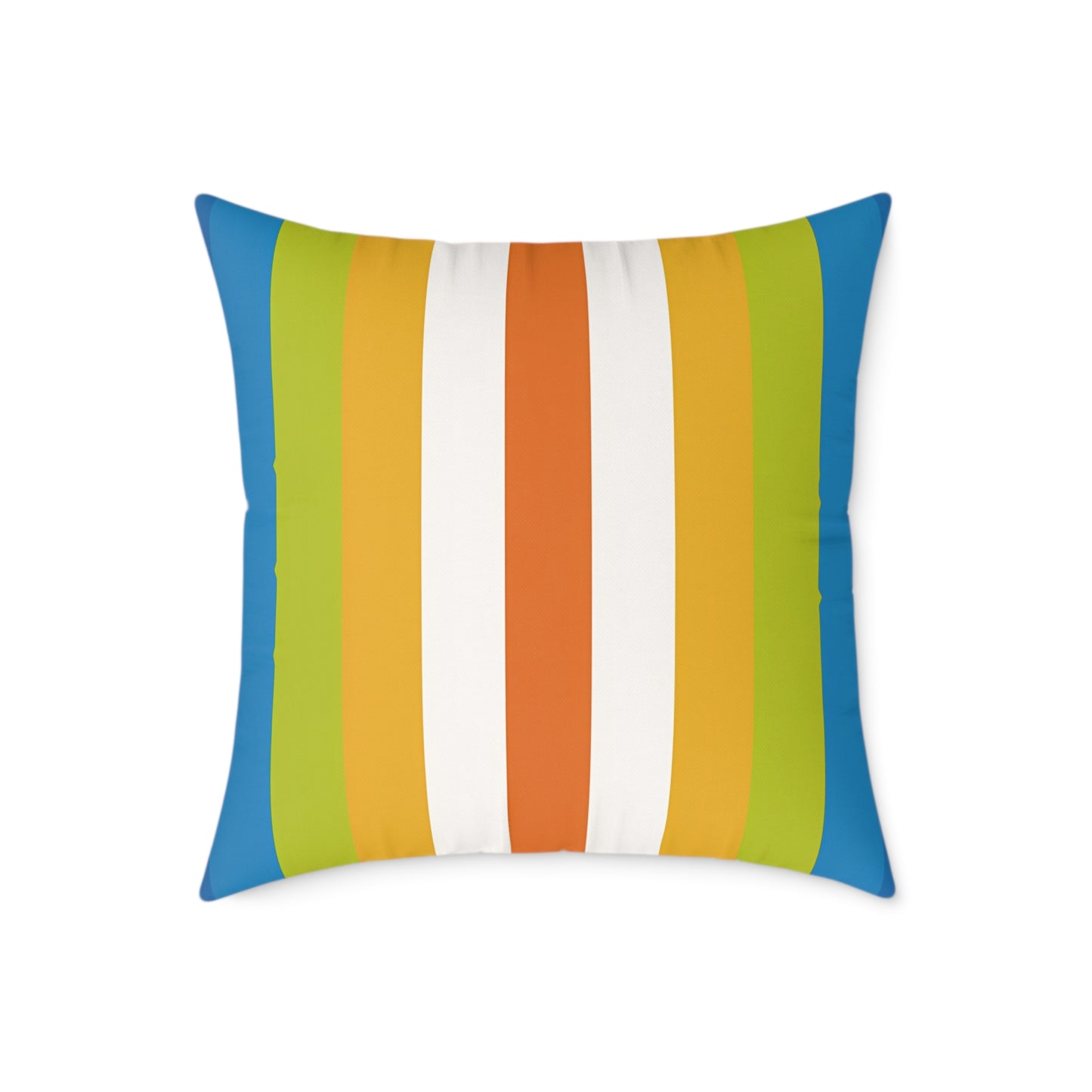 Retro Rainbow Stripes Pillow | Square Poly Canvas Pillow