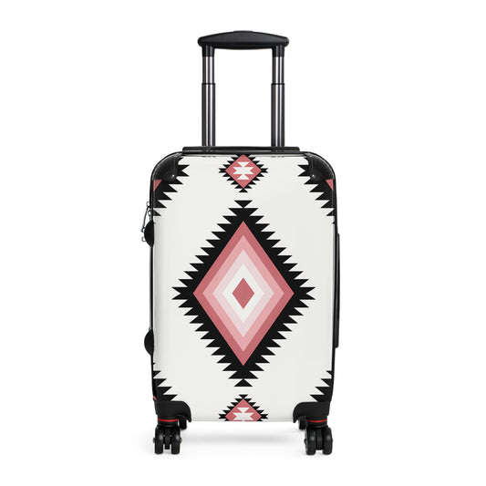 Southwestern Diamond Pattern Suitcase | Pink Aztec Luggage