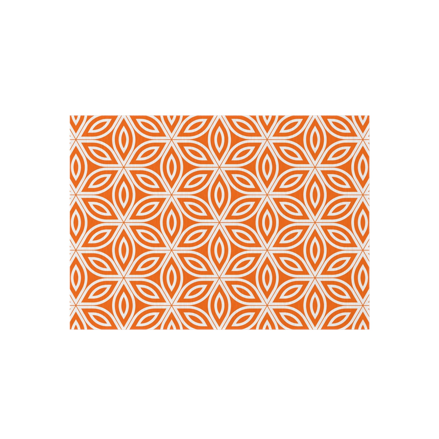Geometric Floral Tile Outdoor/Indoor Rug | Orange Patterned Patio Mat