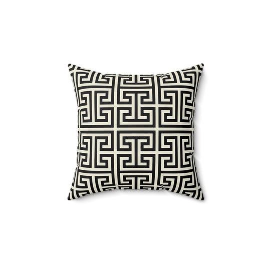 Greek Key Pattern Pillow | Geometric Black White Throw Pillow, Modern Home Decor