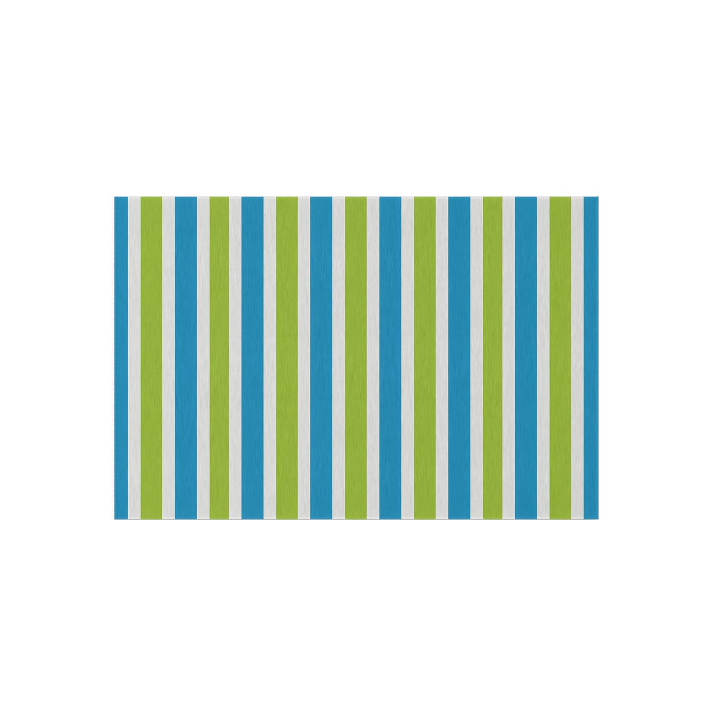 Blue Green Striped Outdoor/Indoor Rug | Patio Mat, Porch Deck Floor Covering