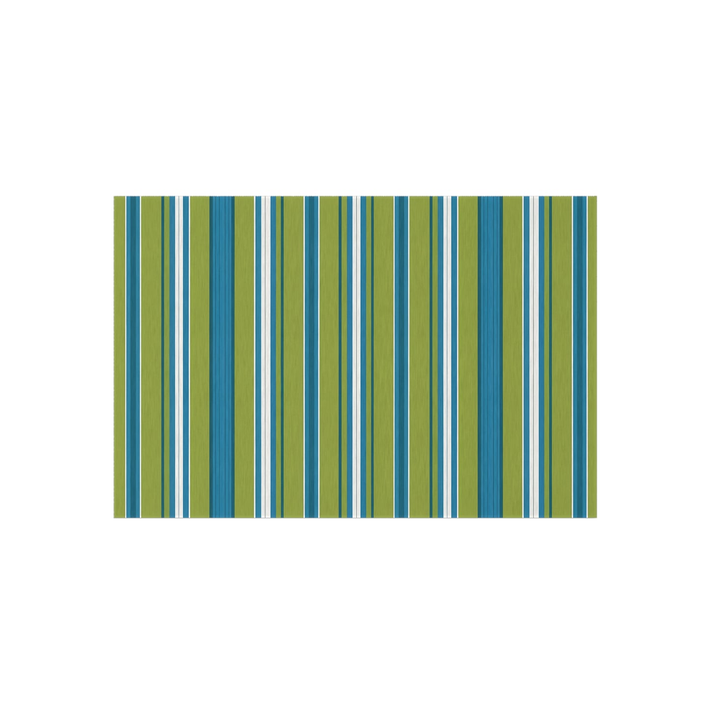 Blue Green White Stripe Outdoor/Indoor Rug | Patio Deck Mat
