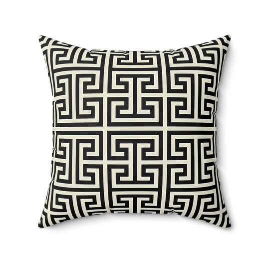 Greek Key Pattern Pillow | Geometric Black White Throw Pillow, Modern Home Decor