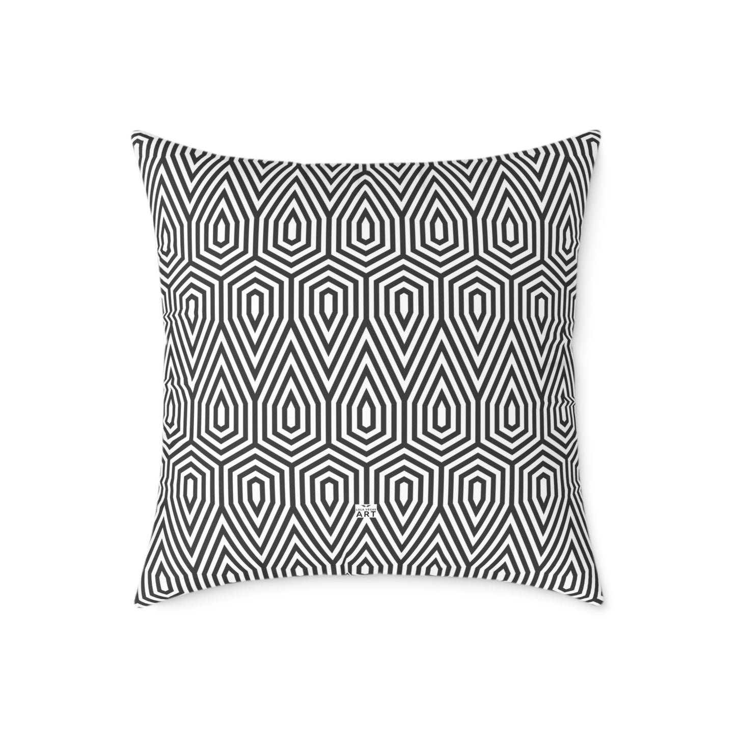 Geometric Hexagon Pattern Square Pillow | Black White Modern Throw, Modern Home Decor, Square Cushion, Accent Home Accessories, Gift for Her
