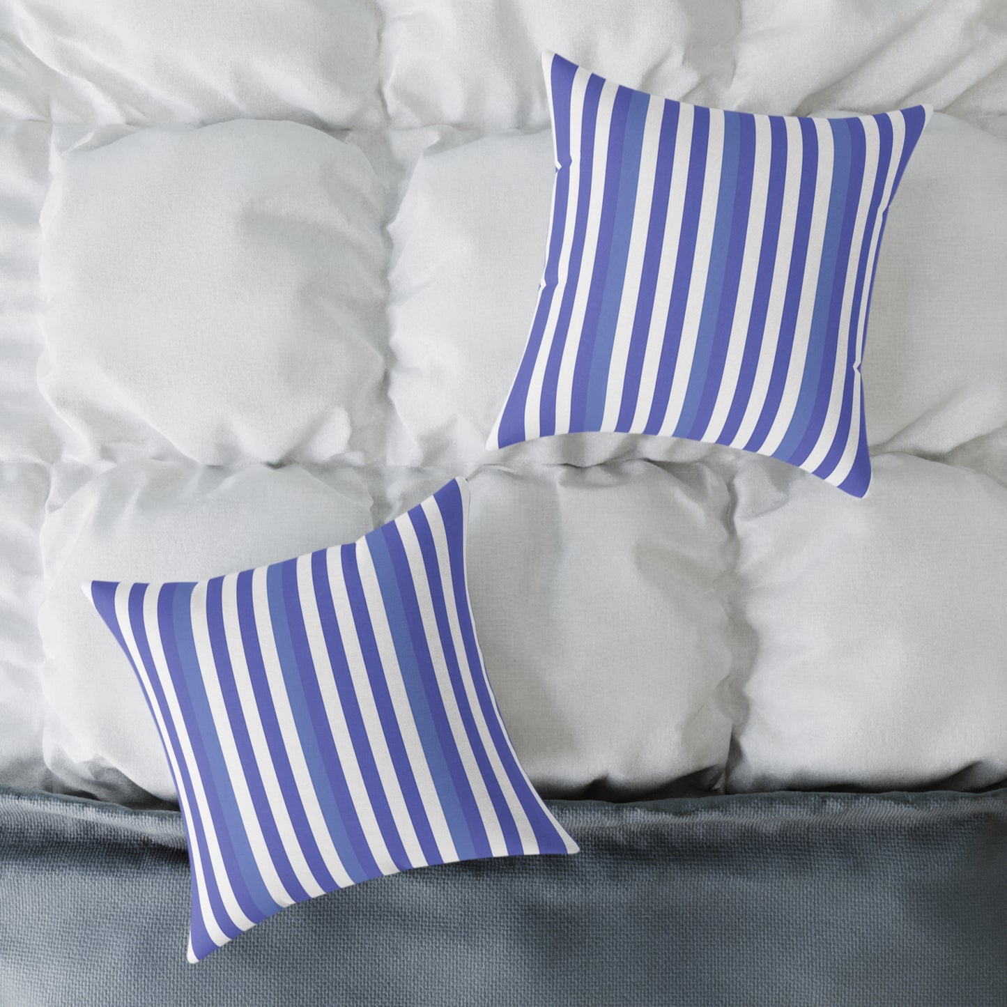 Periwinkle Purple White Vertical Stripe Pillow | Coastal Nautical Cushion Cover