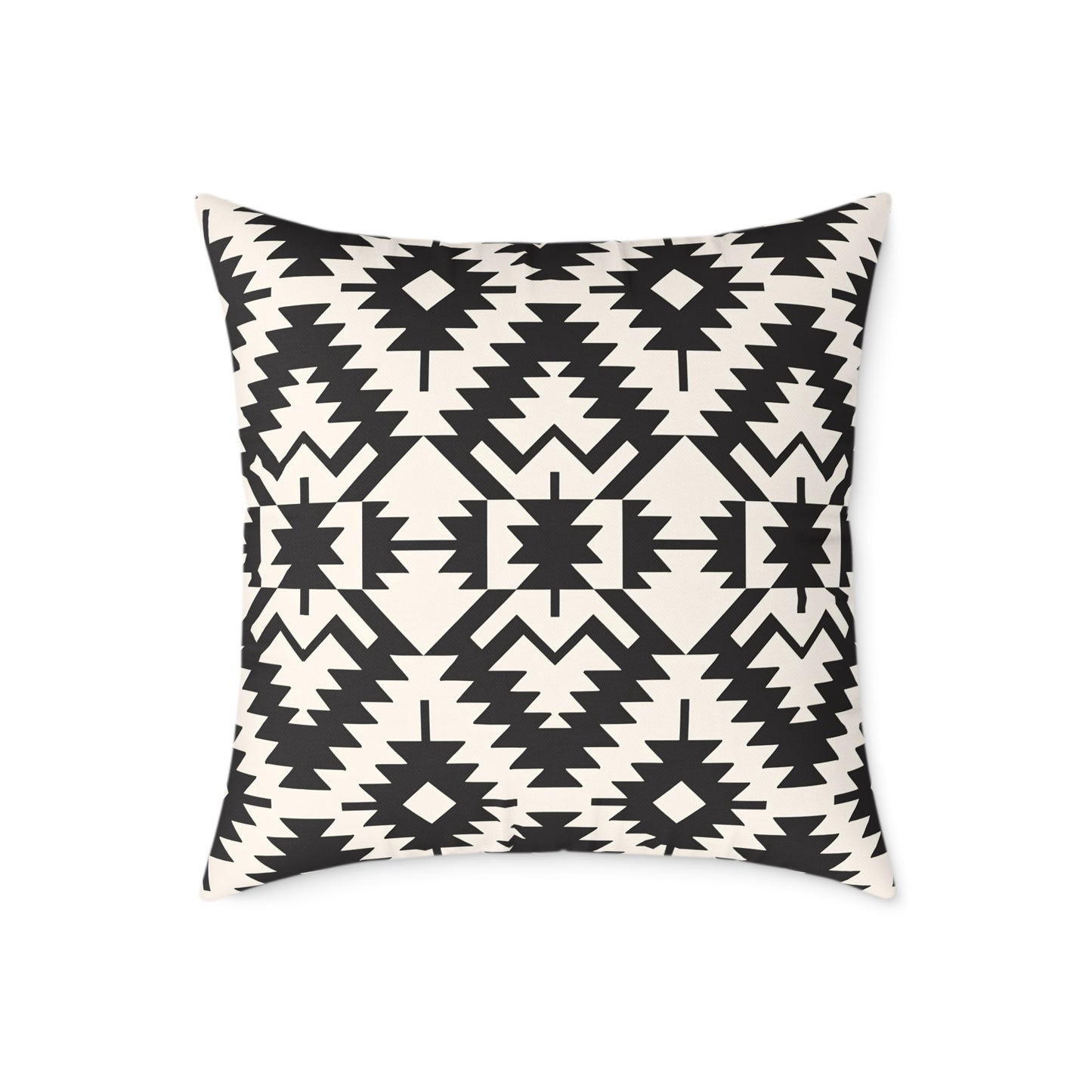 Black and White Aztec Geometric Square Pillow | Tribal Pattern Throw Pillow