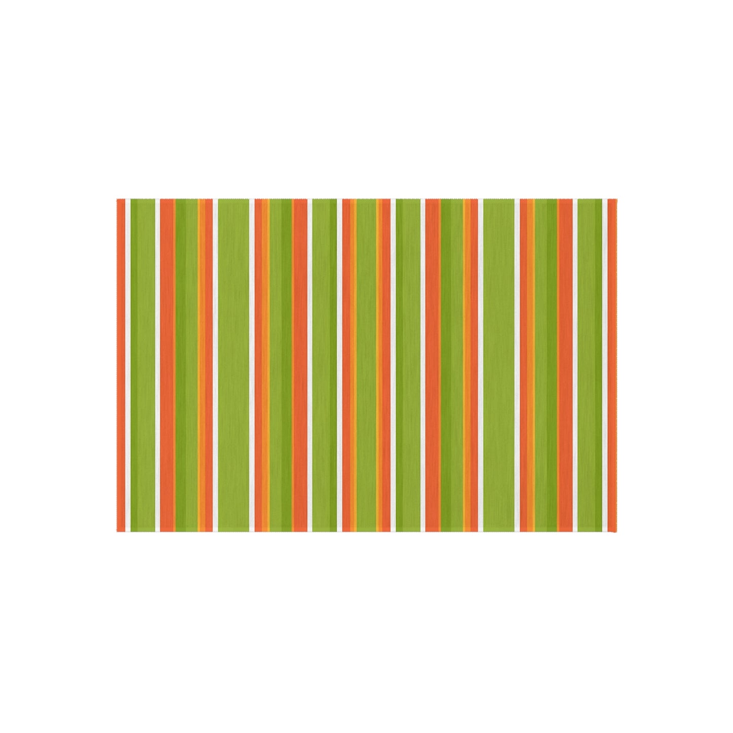 Bright Orange Green Striped Outdoor/Indoor Rug