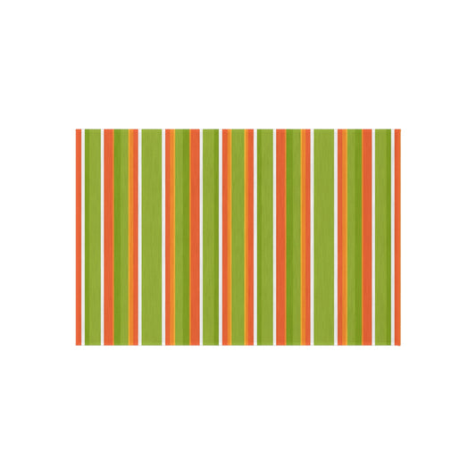 Bright Orange Green Striped Outdoor/Indoor Rug