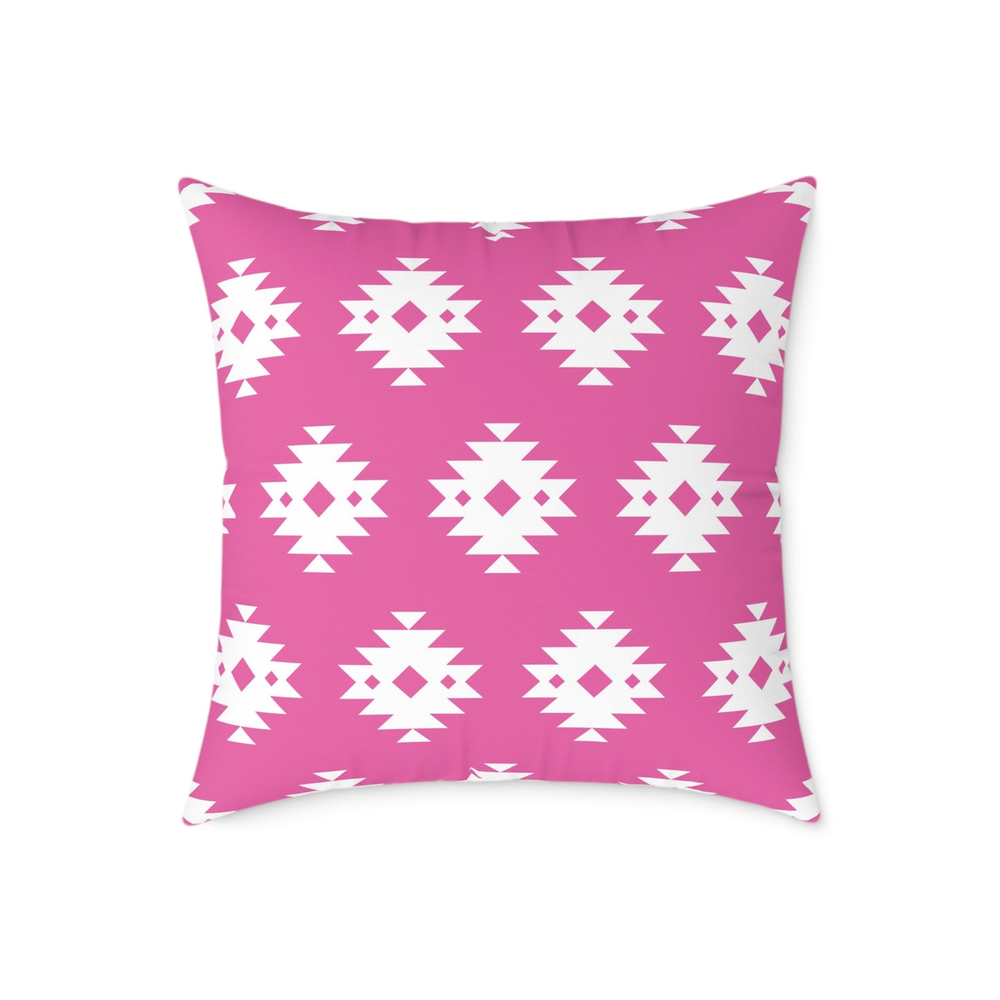 Pink White Boho Aztec Diamond Pattern Pillow | Square Throw Pillow