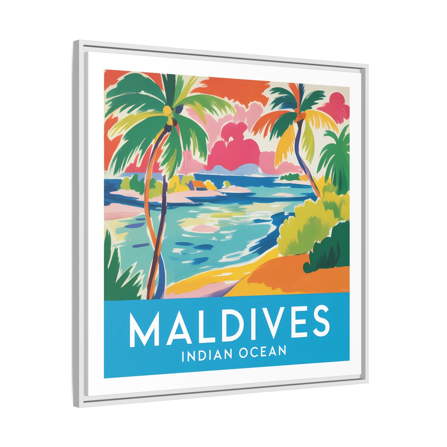 Maldives Beach Art Matte Canvas Framed | Tropical Island Wall Art