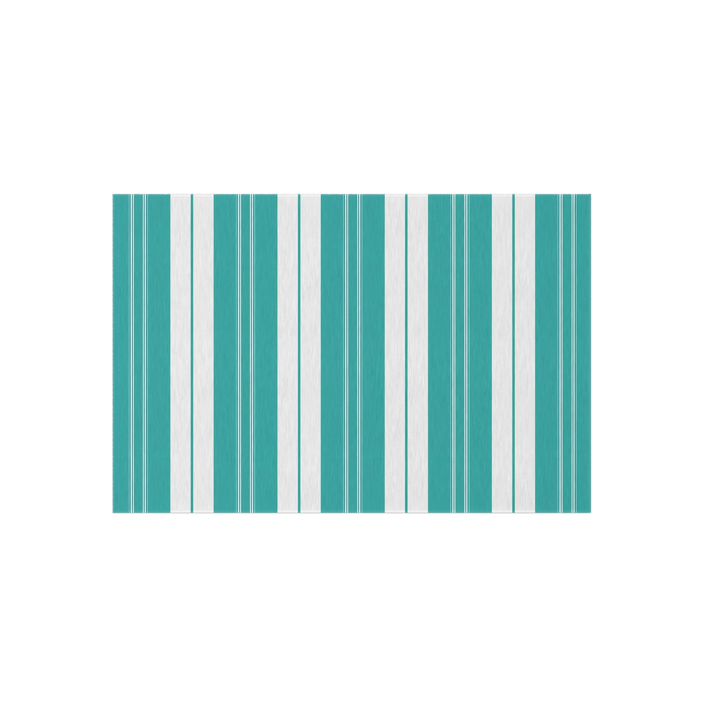 Teal White Stripe Outdoor/Indoor Rug | Patio Deck Mat