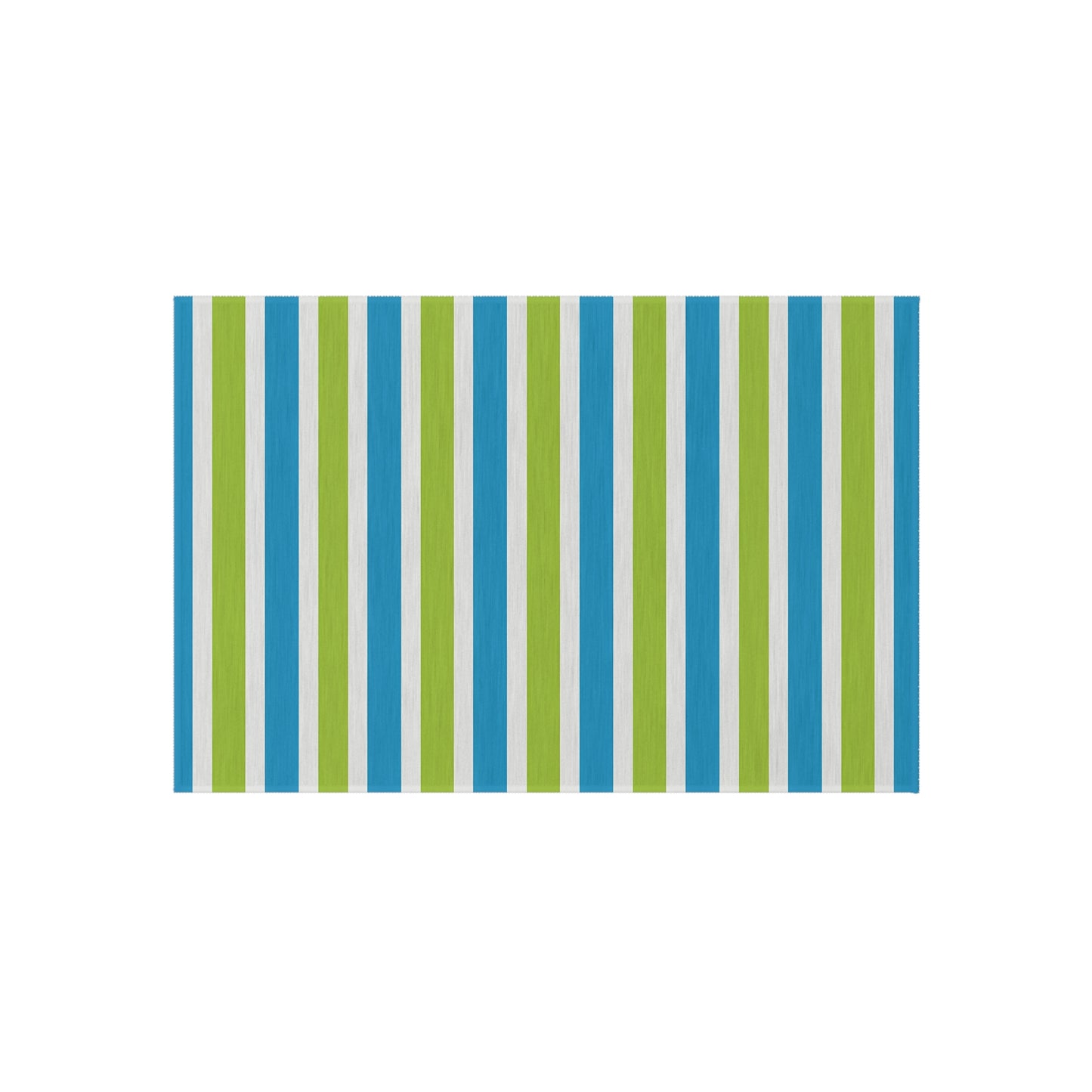 Blue Green Striped Outdoor/Indoor Rug | Patio Mat, Porch Deck Floor Covering