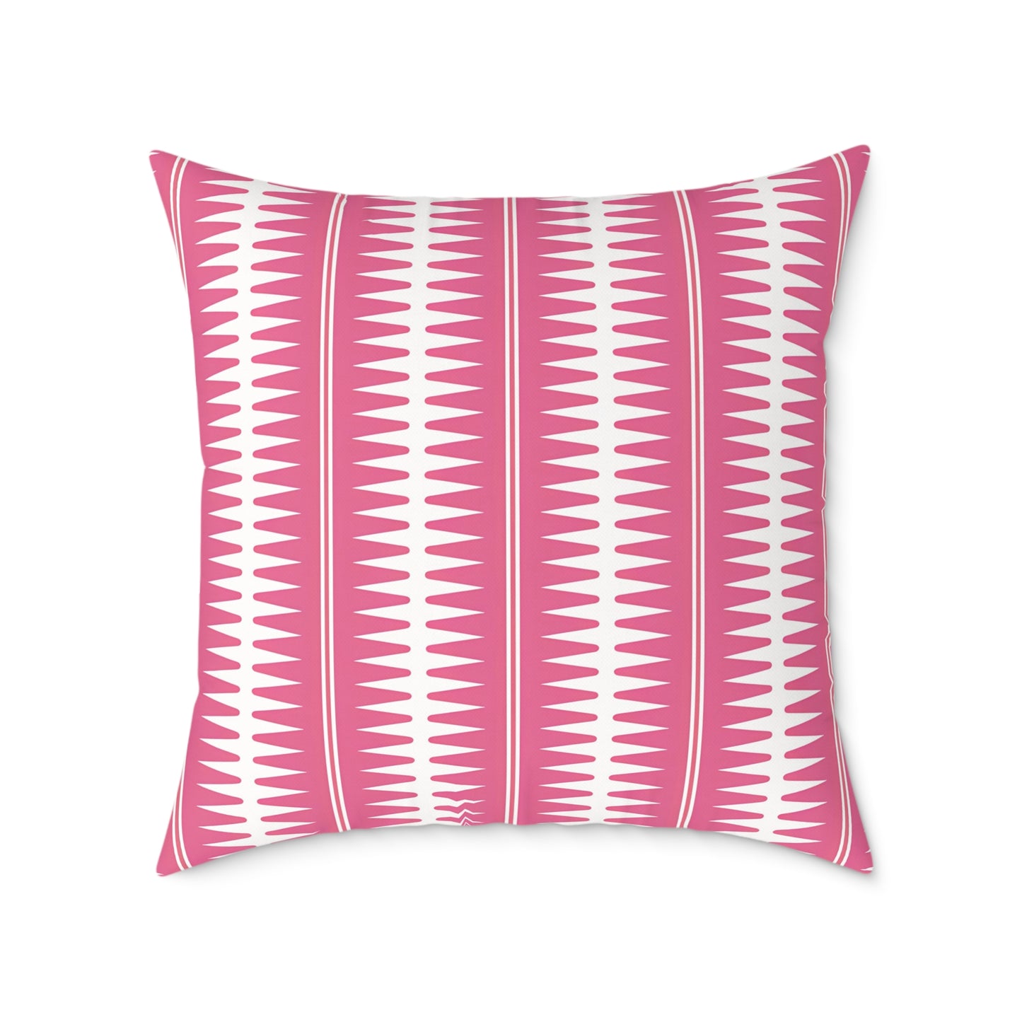 Pink White Geometric Stripe Pattern Pillow | Square Throw Cushion
