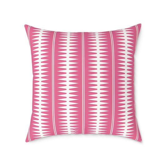 Pink White Geometric Stripe Pattern Pillow | Square Throw Cushion