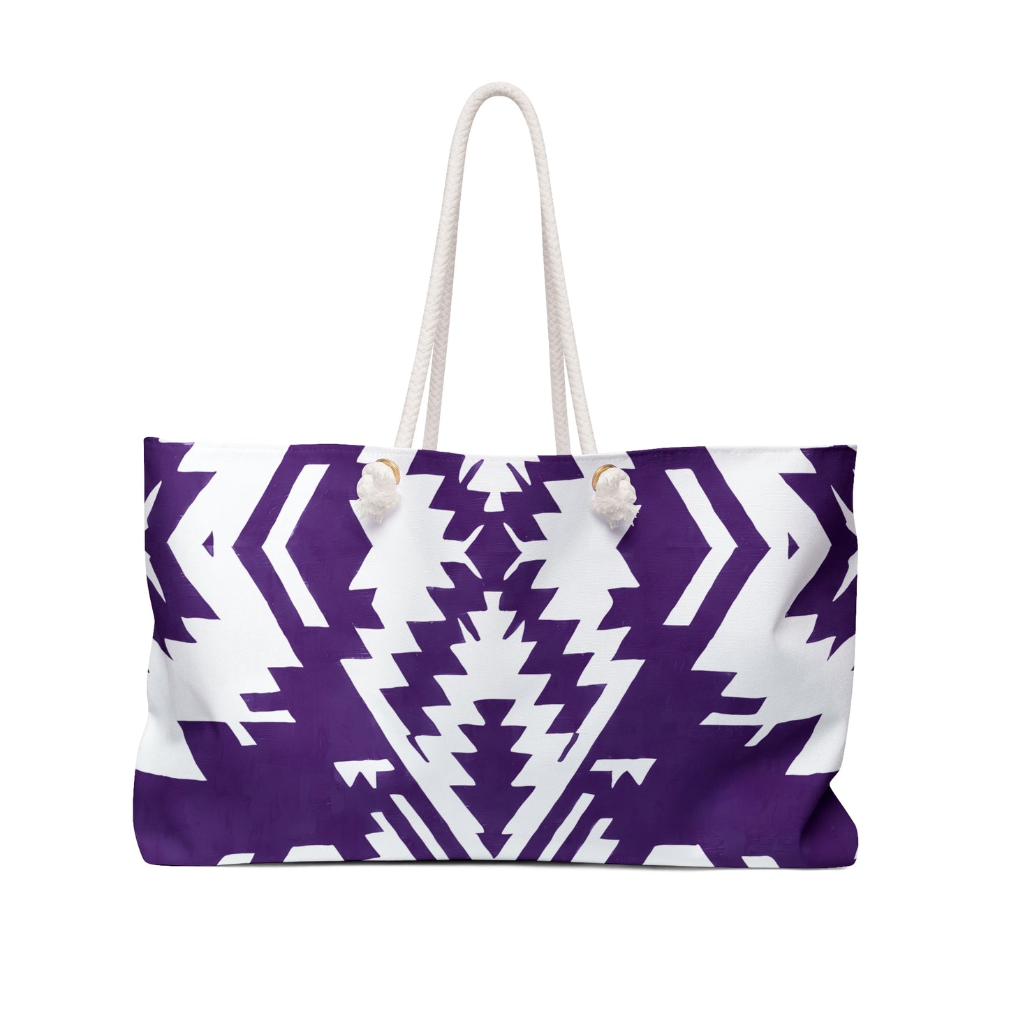 Weekender Bag - Purple and White Southwestern Design - Southwestern Boho Style Travel Accessory - LOLA VEGAS ART