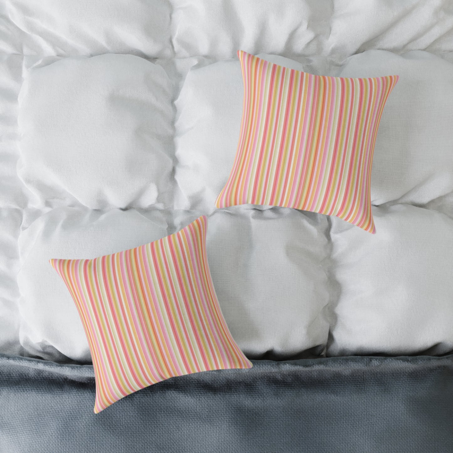 Pastel Stripe Square Pillow | Pink Yellow Green Striped Decorative Pillow