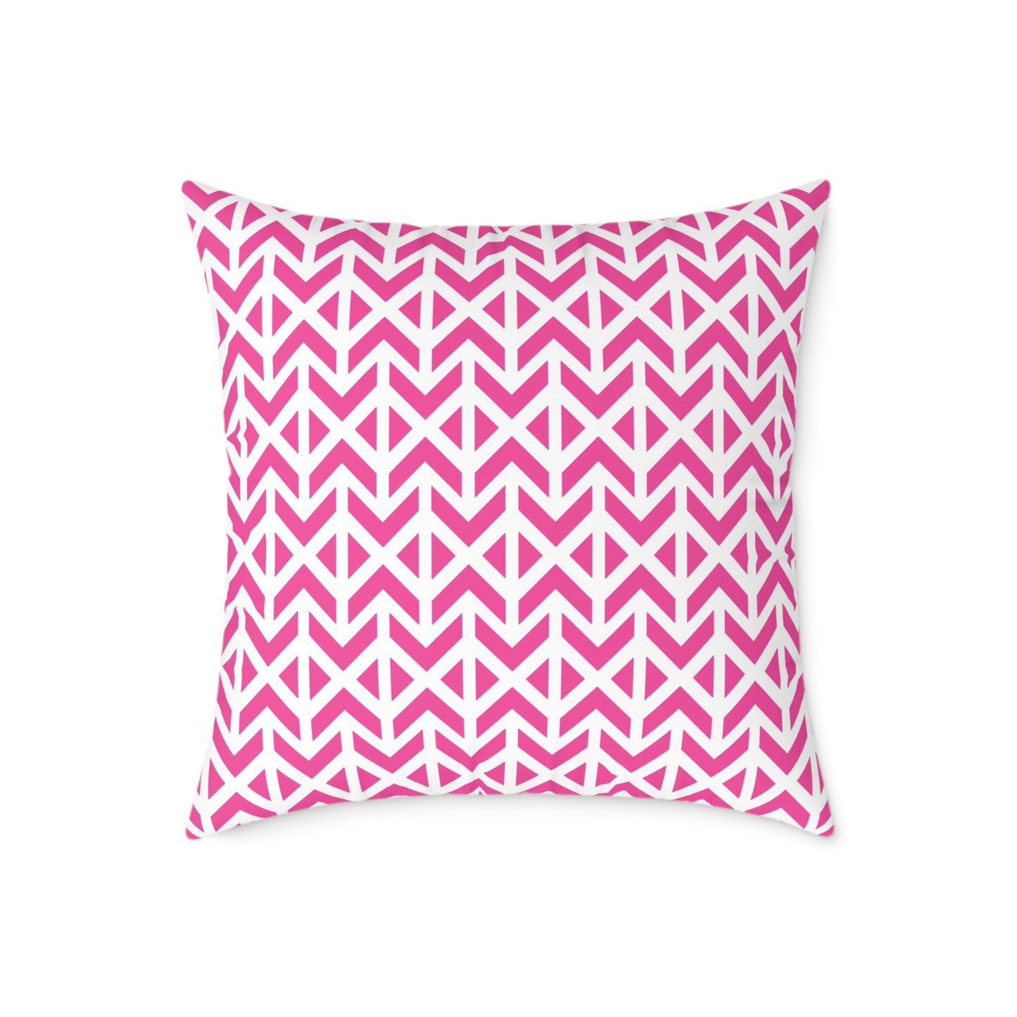 Pink White Chevron Pattern Square Pillow | Geometric Throw Cushion