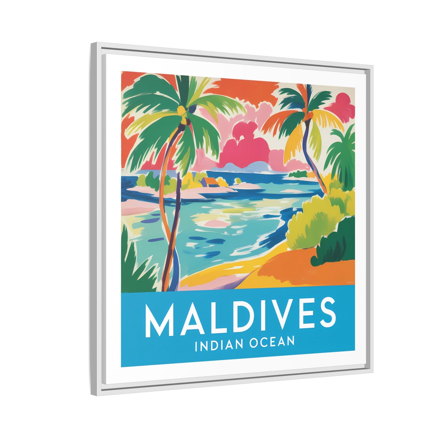 Maldives Beach Art Matte Canvas Framed | Tropical Island Wall Art