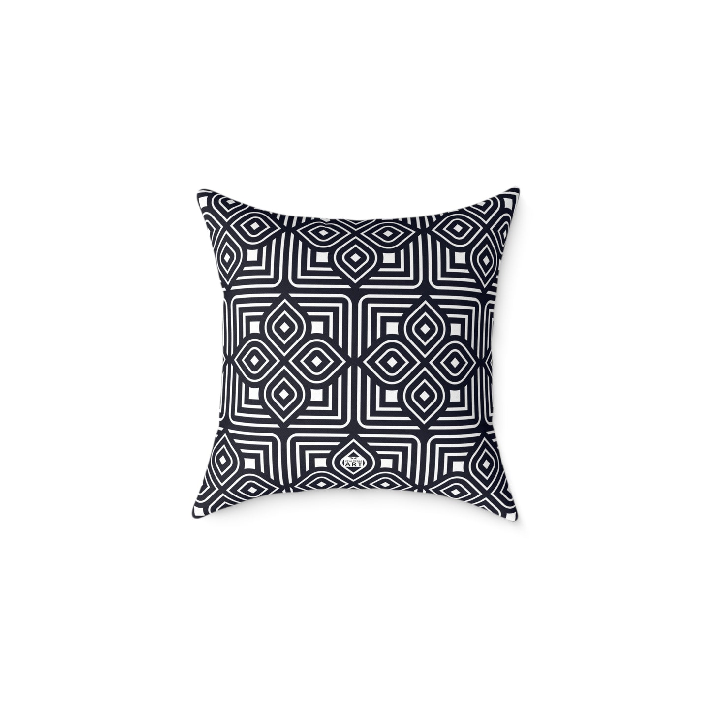 Geometric Moroccan Tile Square Pillow | Navy Canvas Throw Pillow