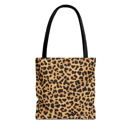 Leopard Print Tote Bag - Trendy and Chic Handbag in Three Sizes, Animal Print Shoulder Bag, Stylish Carryall, Black Handle Purse,