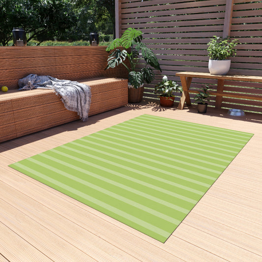Lime Vertical Stripe Outdoor Rug | Patio Mat, Weatherproof Indoor-Outdoor Flooring