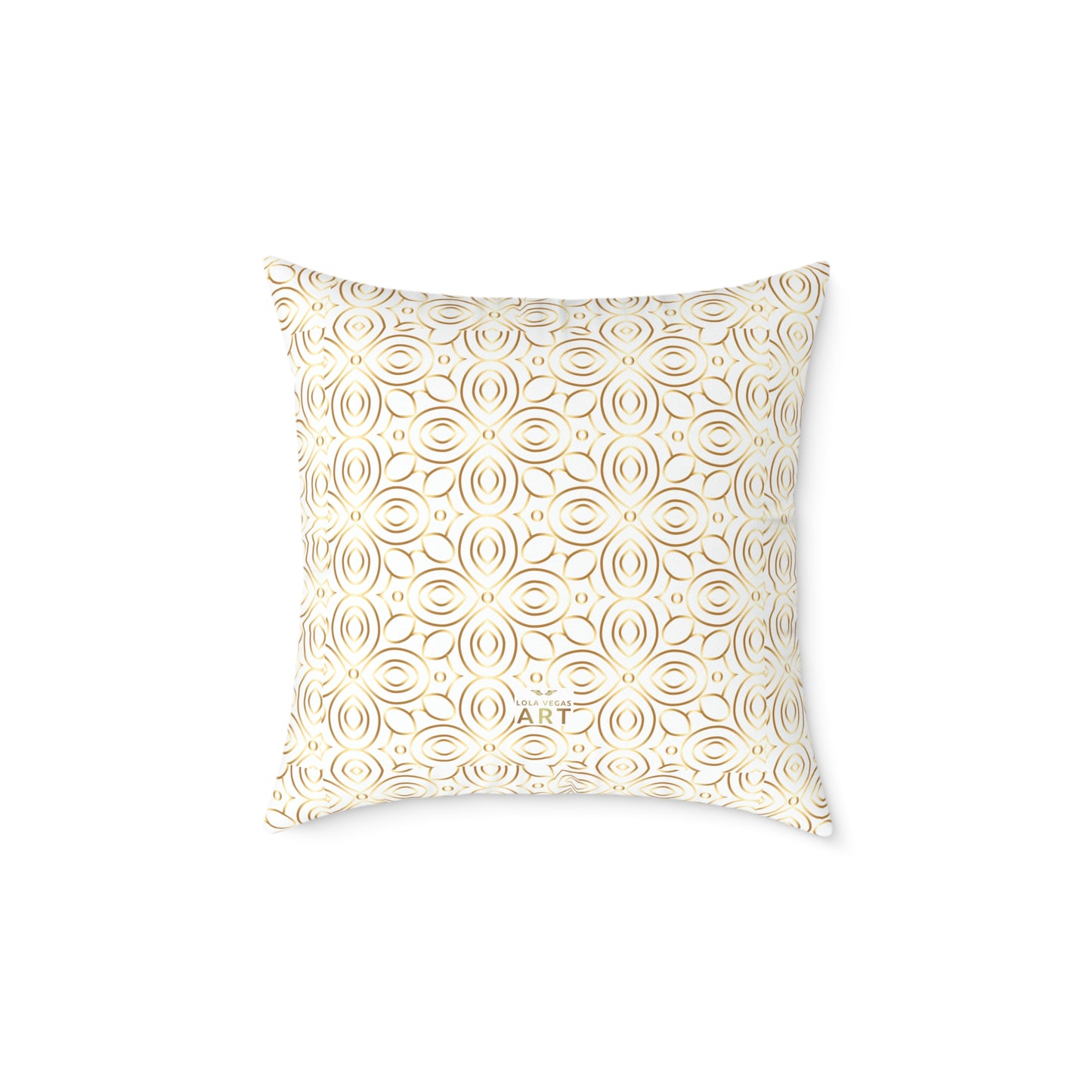 Neutral Floral Medallion Square Poly Canvas Pillow | Beige Boho Pattern