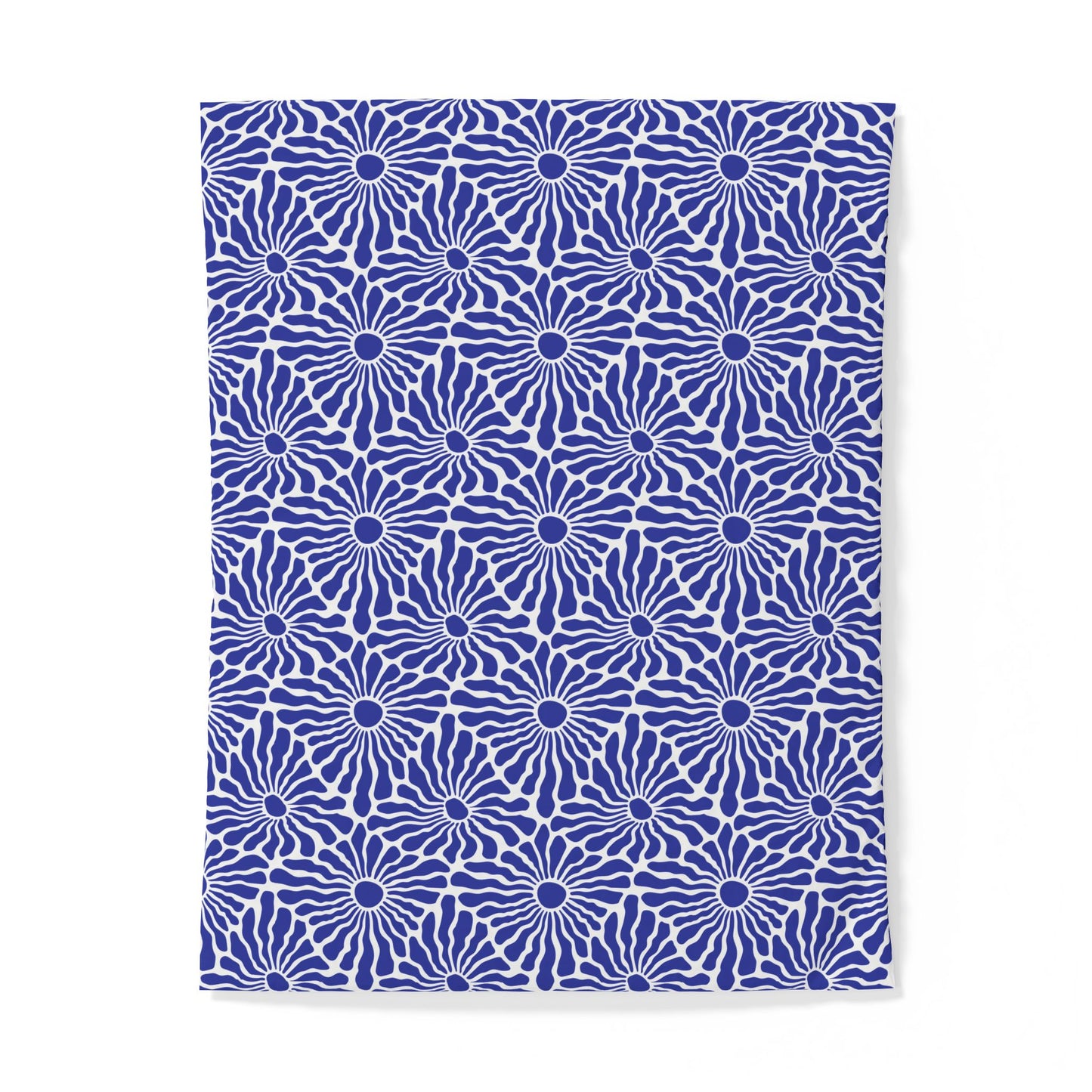 Blue Radiant Floral Cotton Duvet Cover | Geometric Daisy Pattern