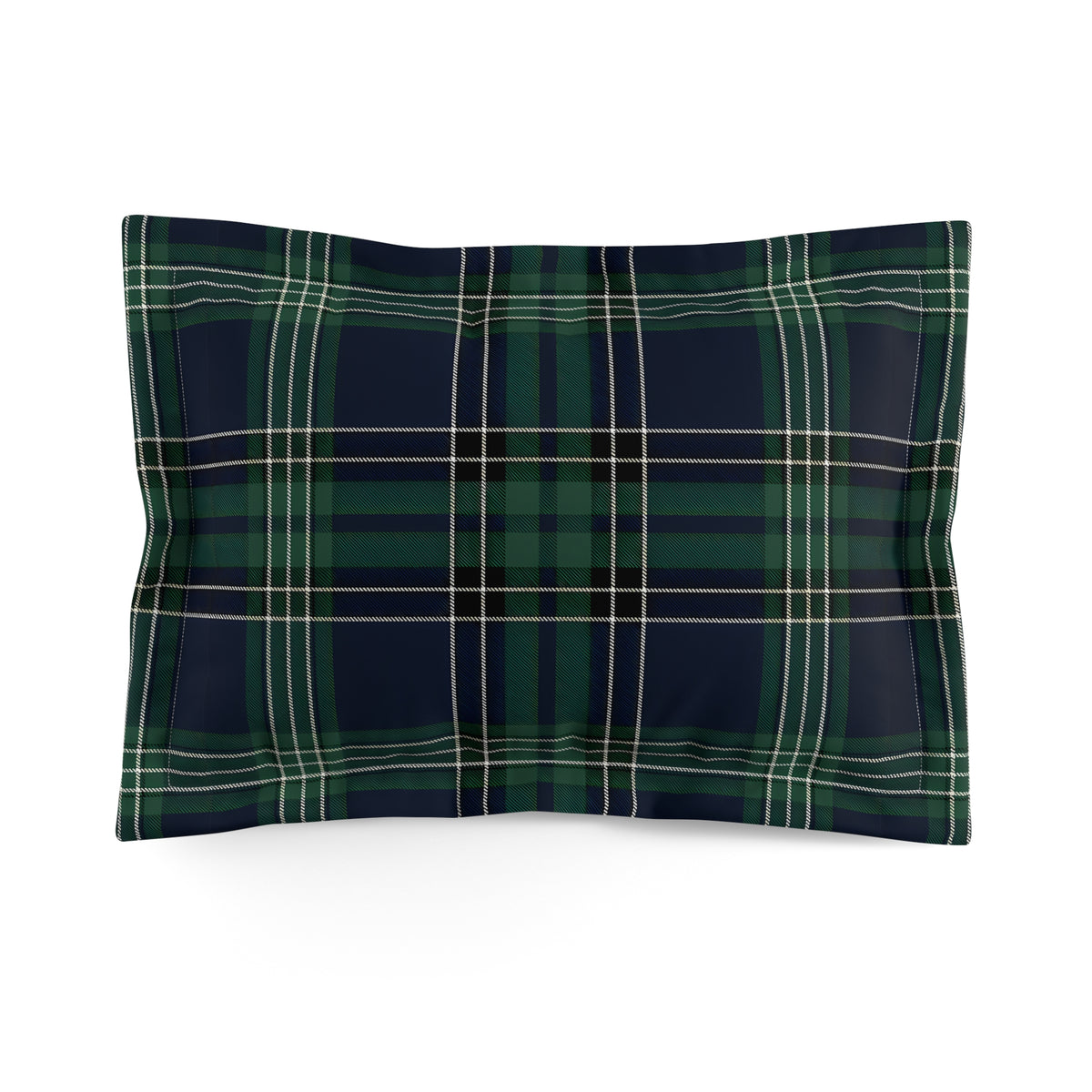 Navy Green Tartan Plaid Pillow Sham | Microfiber Pillow Sham