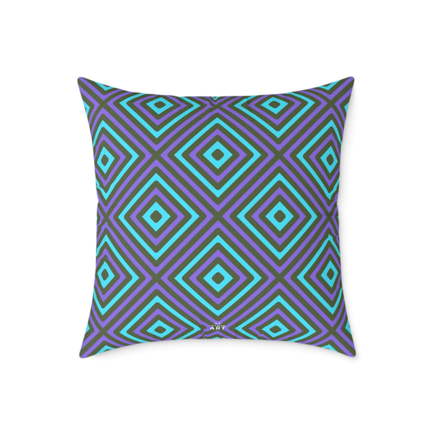 Teal & Purple Geometric Diamond Pattern Square Pillow | Modern Throw Pillow, Cozy Living Room, Stylish Bedroom Accent, Unique Gift Ideas