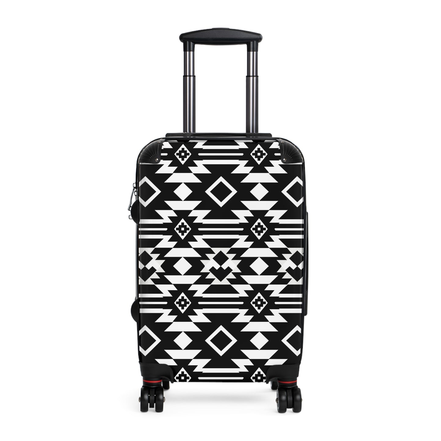 Black White Aztec Geometric Suitcase | Tribal Pattern Luggage