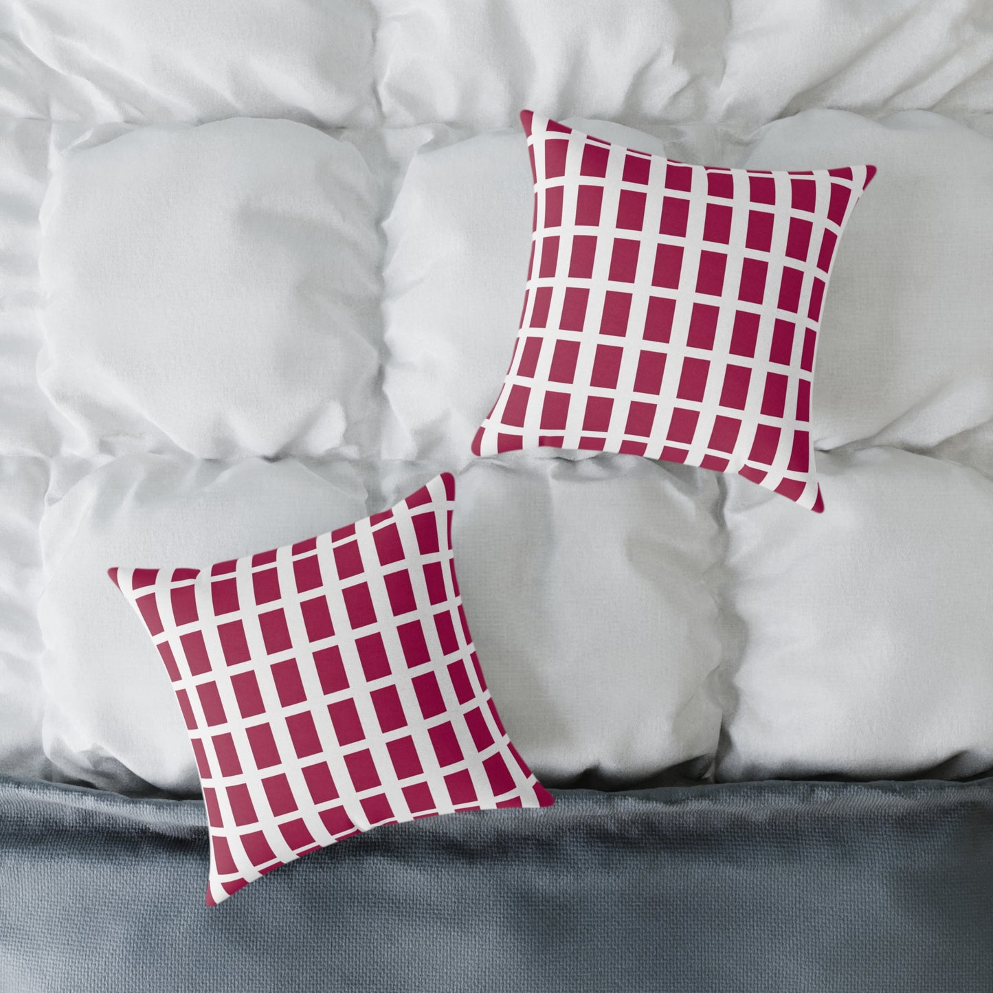 Maroon Grid Pattern Pillow | Square Throw Pillow, Modern Geometric Cushion