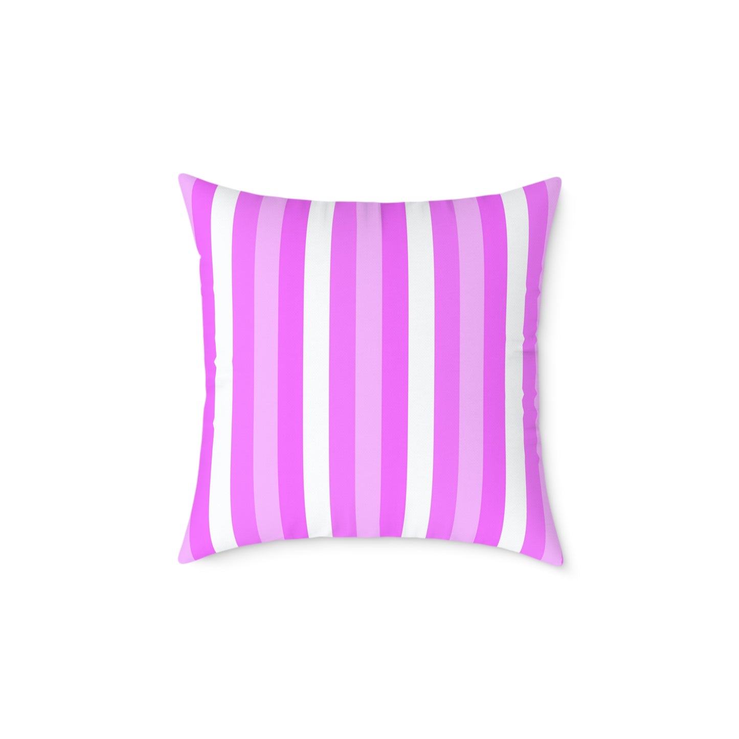 Pink White Stripe Pattern Square Pillow | Poly Canvas Pillow