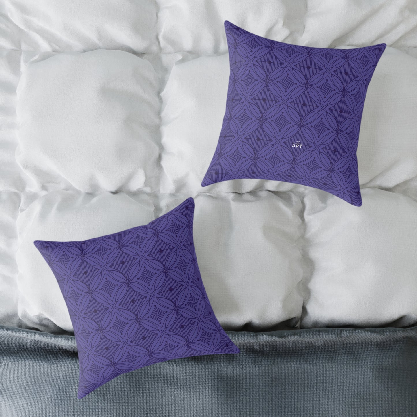 Geometric Mosaic Pattern Square Poly Canvas Pillow | Purple Tile Design