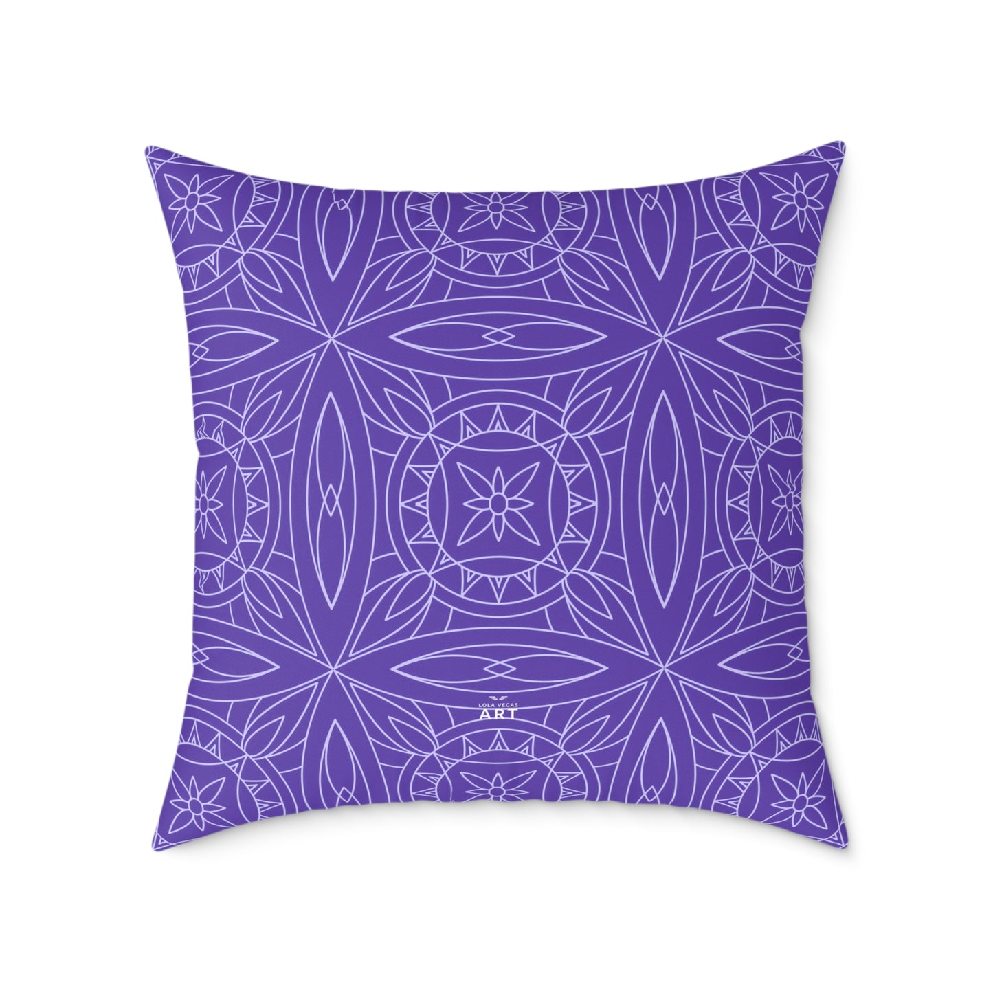Geometric Kaleidoscope Pattern Square Pillow | Purple White Tile Decorative Pillow