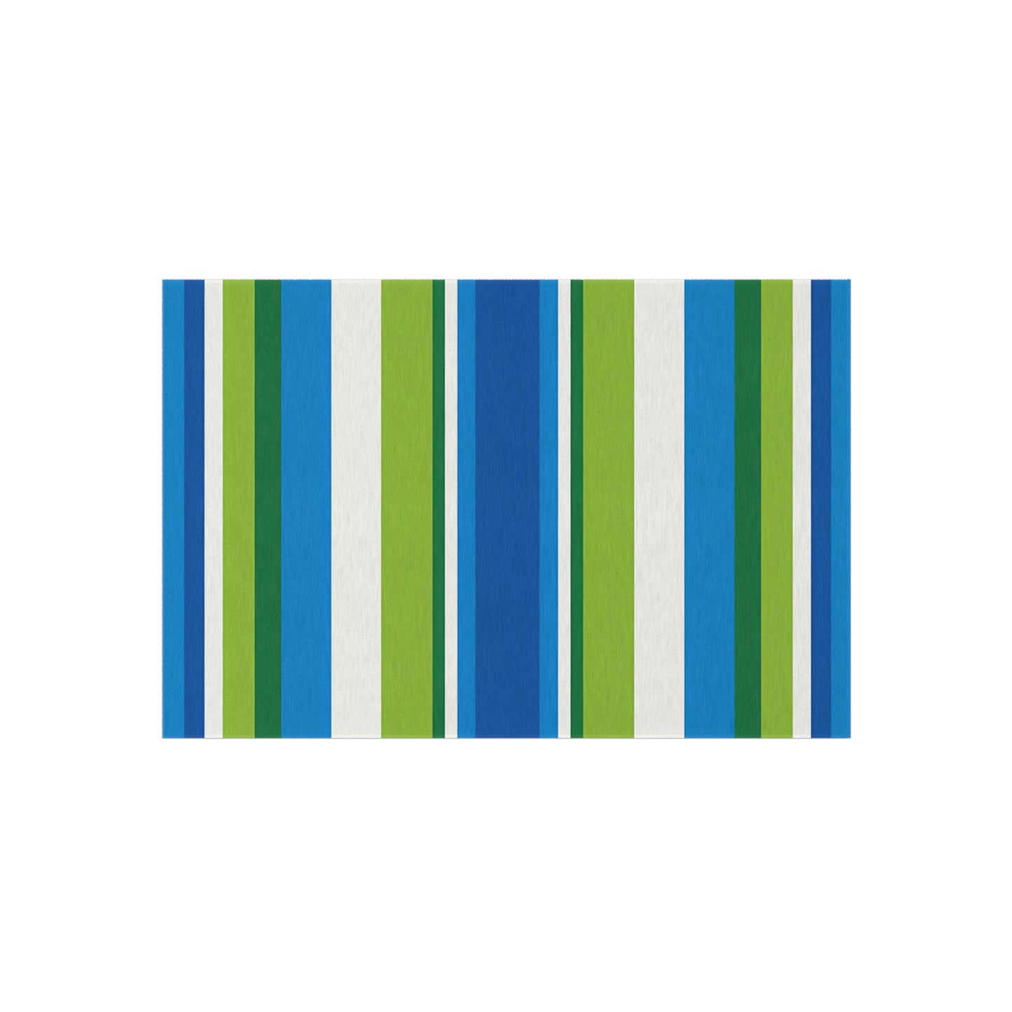 Blue Green Stripe Outdoor/Indoor Rug | Striped Patio Mat, Weatherproof Porch Rug