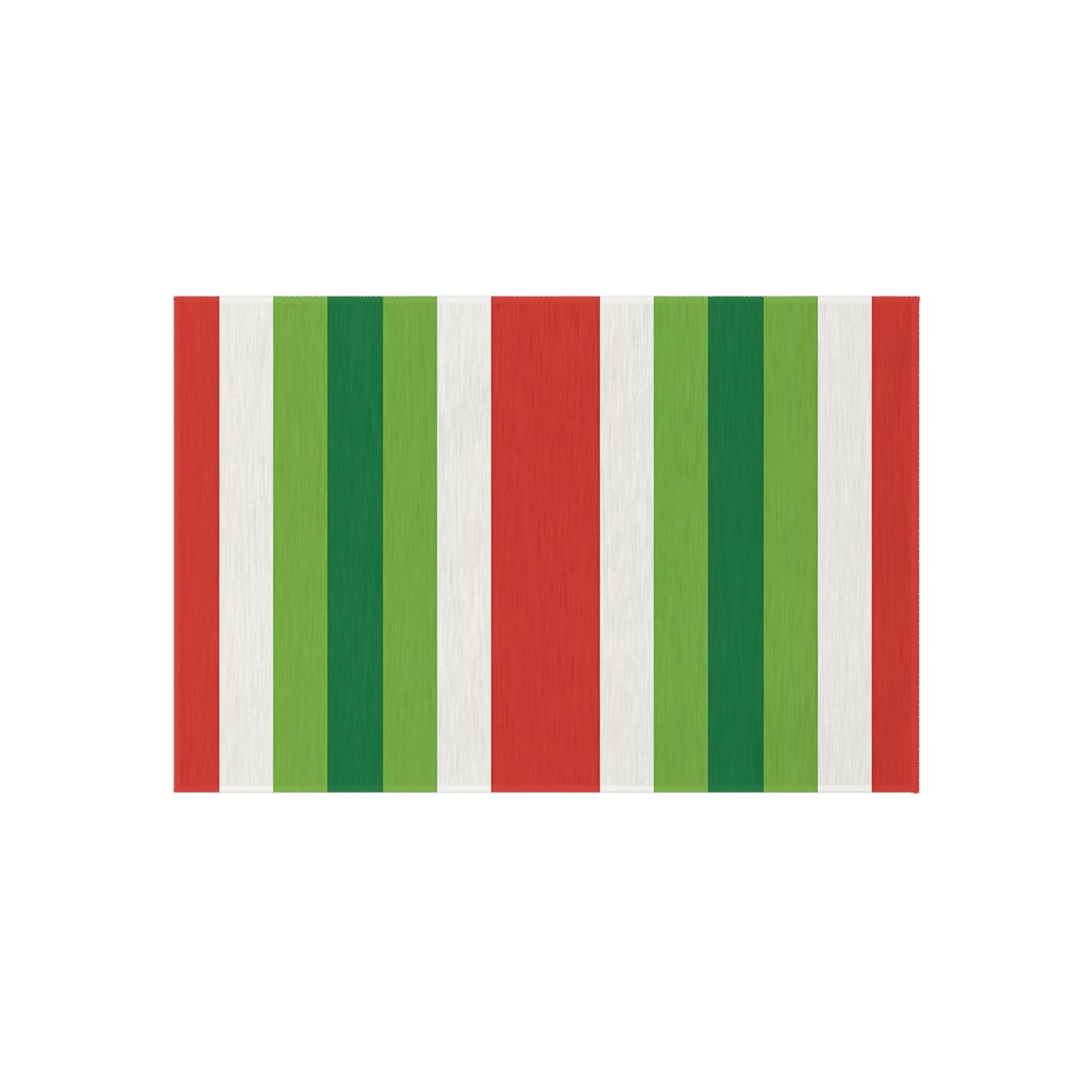Red White Green Stripe Outdoor Rug | Patio Deck Mat
