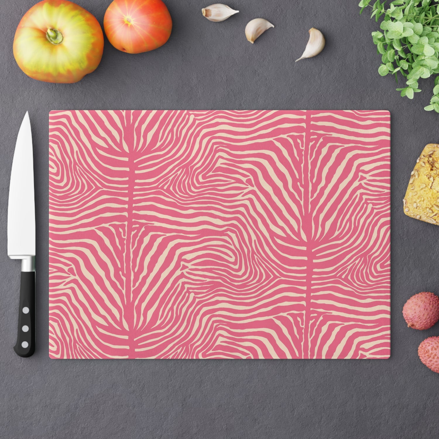 Stylish Pink Zebra Cutting Board - Fun Kitchen Decor, Gift for Chefs, Housewarming, Unique Cooking Essential, Trendy Kitchenware - LOLA VEGAS ART