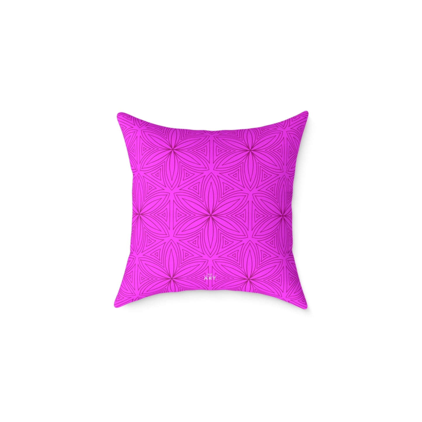 Geometric Fuchsia Pink Floral Pattern Pillow | Square Poly Canvas Pillow