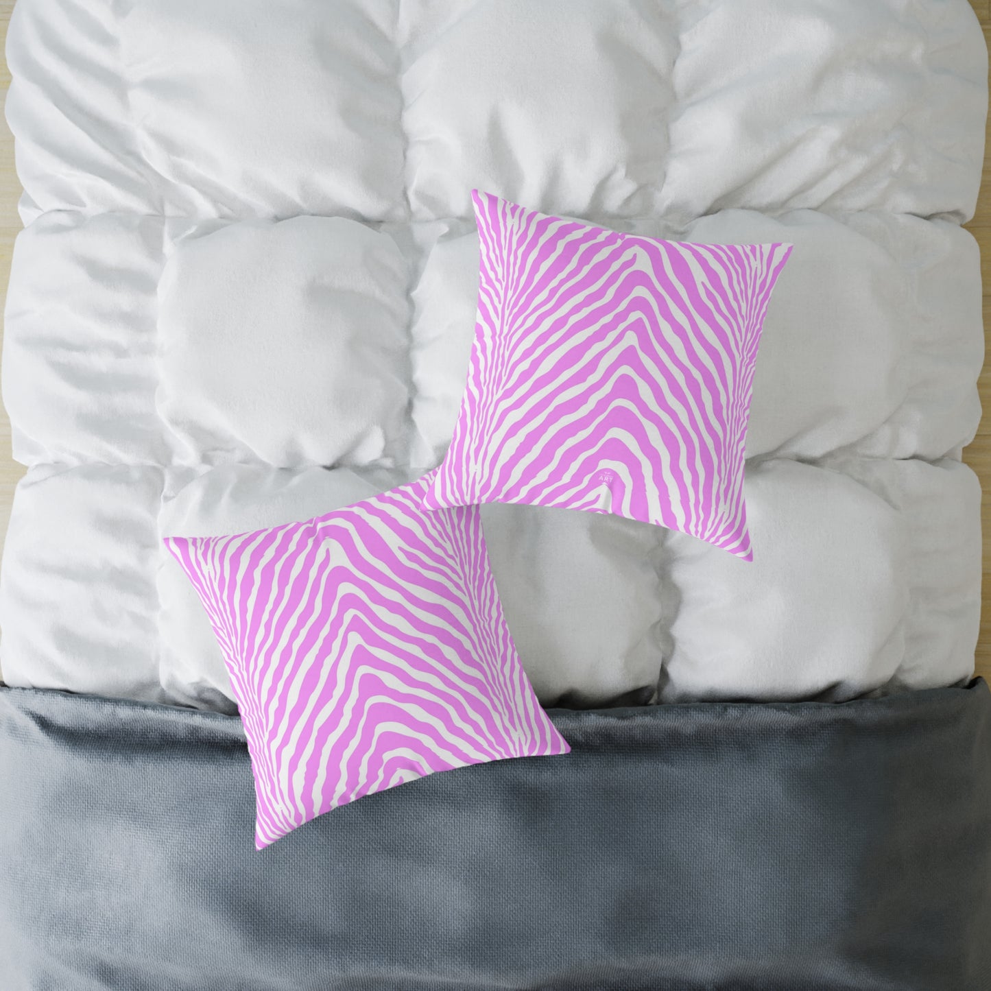Pink White Zebra Stripe Square Pillow | Animal Print Home Decor