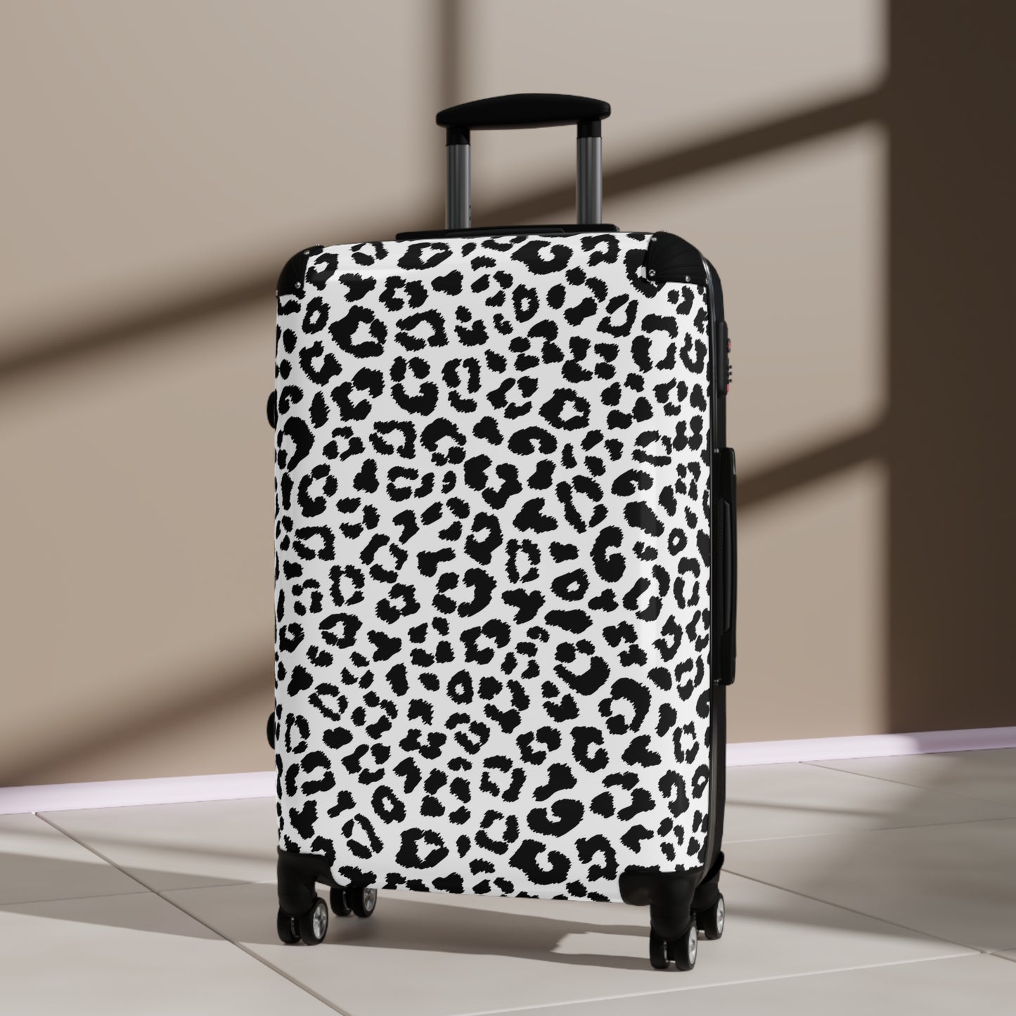Black White Leopard Print Suitcase | Animal Print Luggage